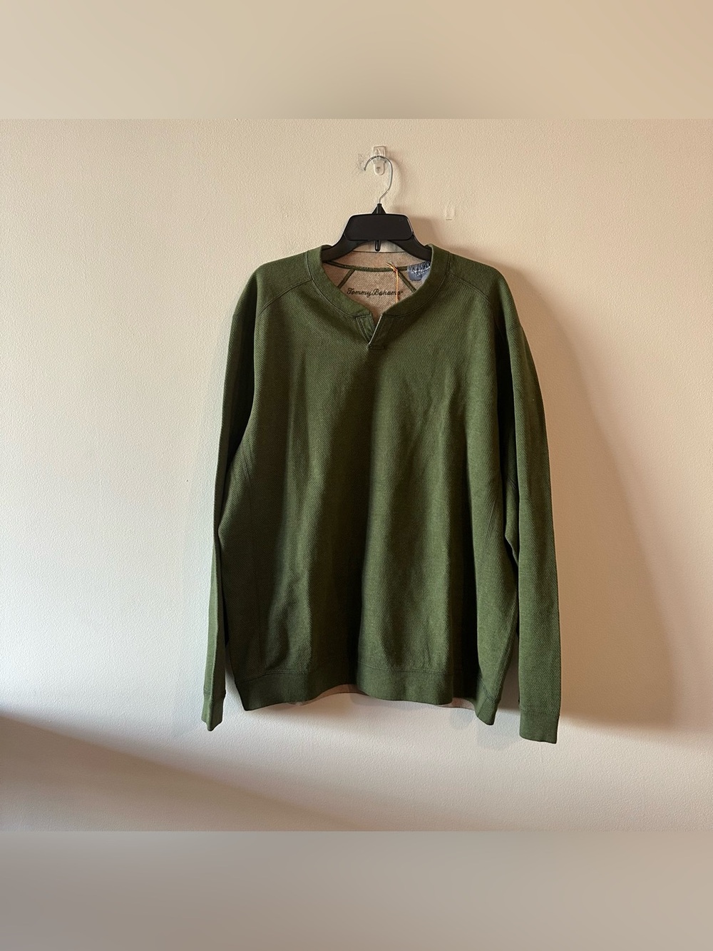 NEW Tommy Bahama Flip Side Twill Reversible Abaco Sweatshirt Pullover Green Tan